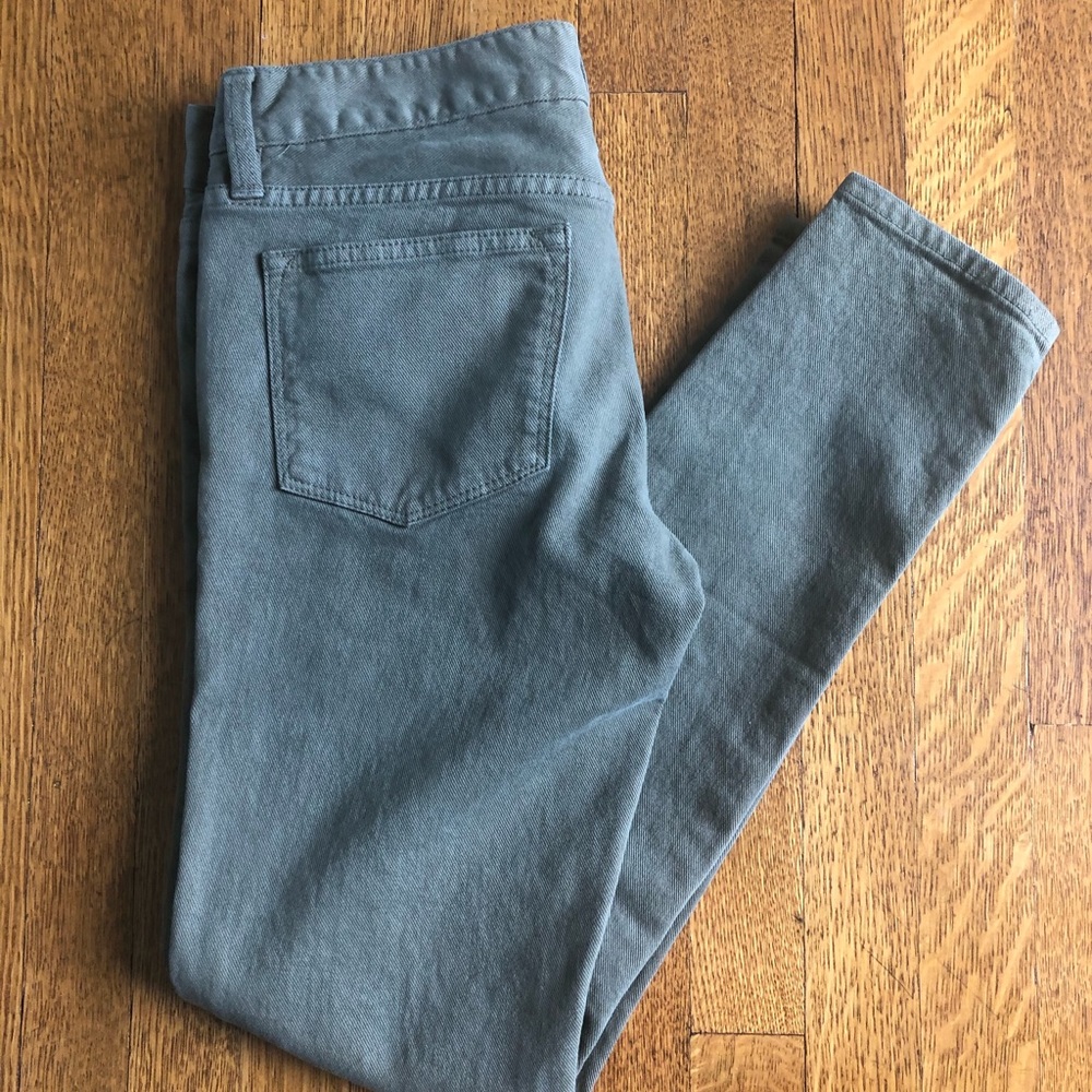 J Crew Army Green Toothpick Ankle Jeans